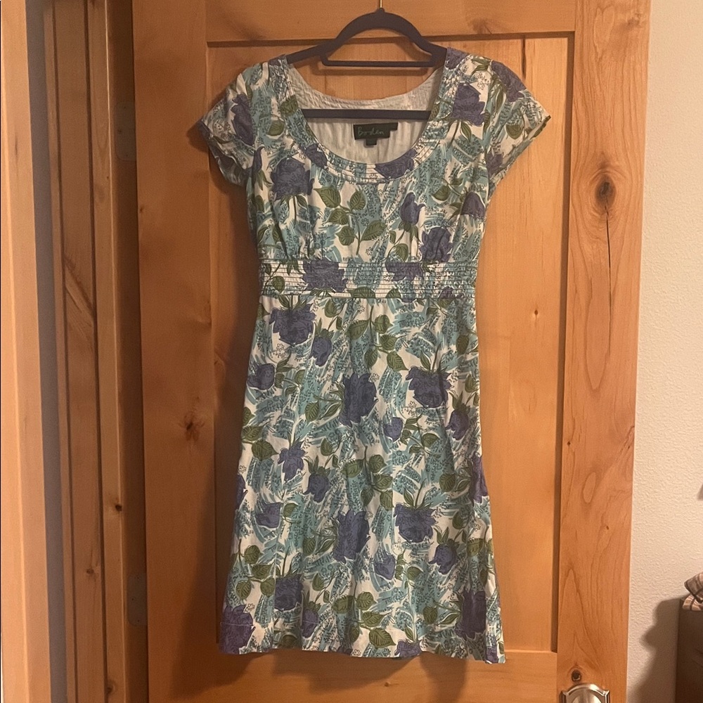 Boden Blue and Green Floral Mini Dress